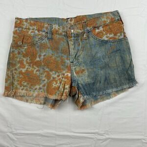 Vintage Levi's for Gals High Rise Paisley Denim Cutoff Shorts 60's 70's Hippie